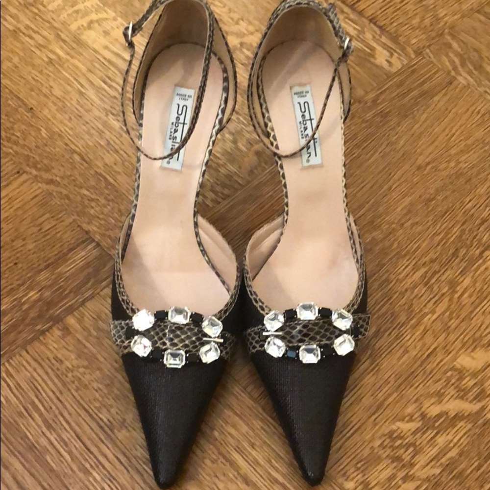 Sebastian Mixed-Media Heels - Picture 2 of 8